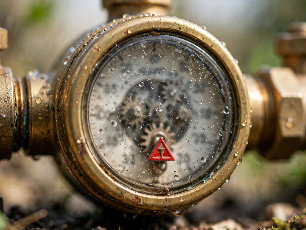 Close-up of a water meter dial used for the leak test in Ephrata